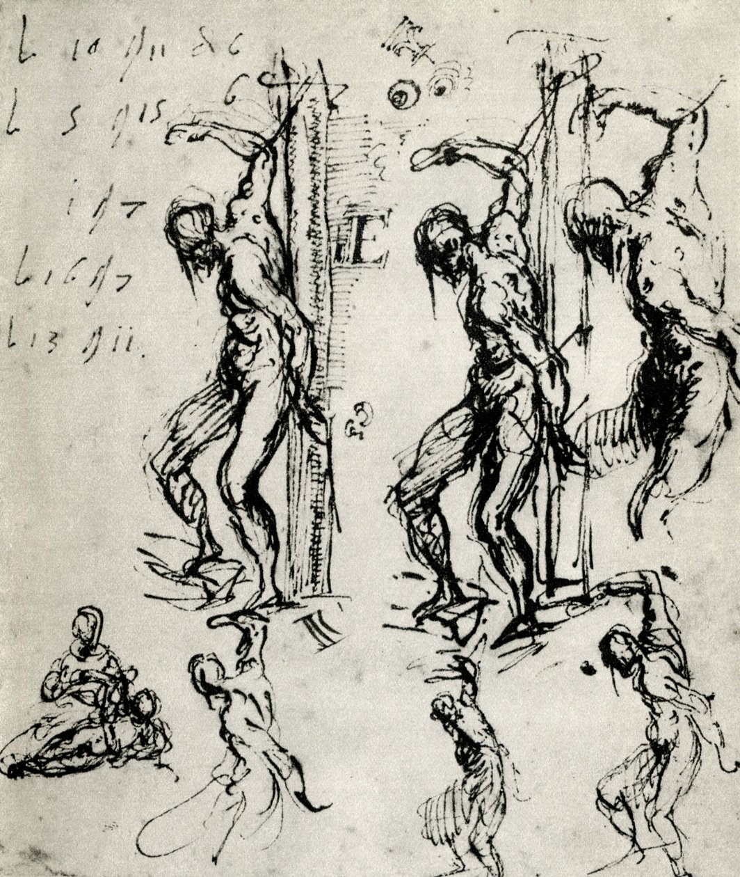 布雷西亚圣塞巴斯蒂安（St Sebastian）素描，c1518年，1937年 作者 蒂齐亚诺·韦切利（Tiziano Vecelli）