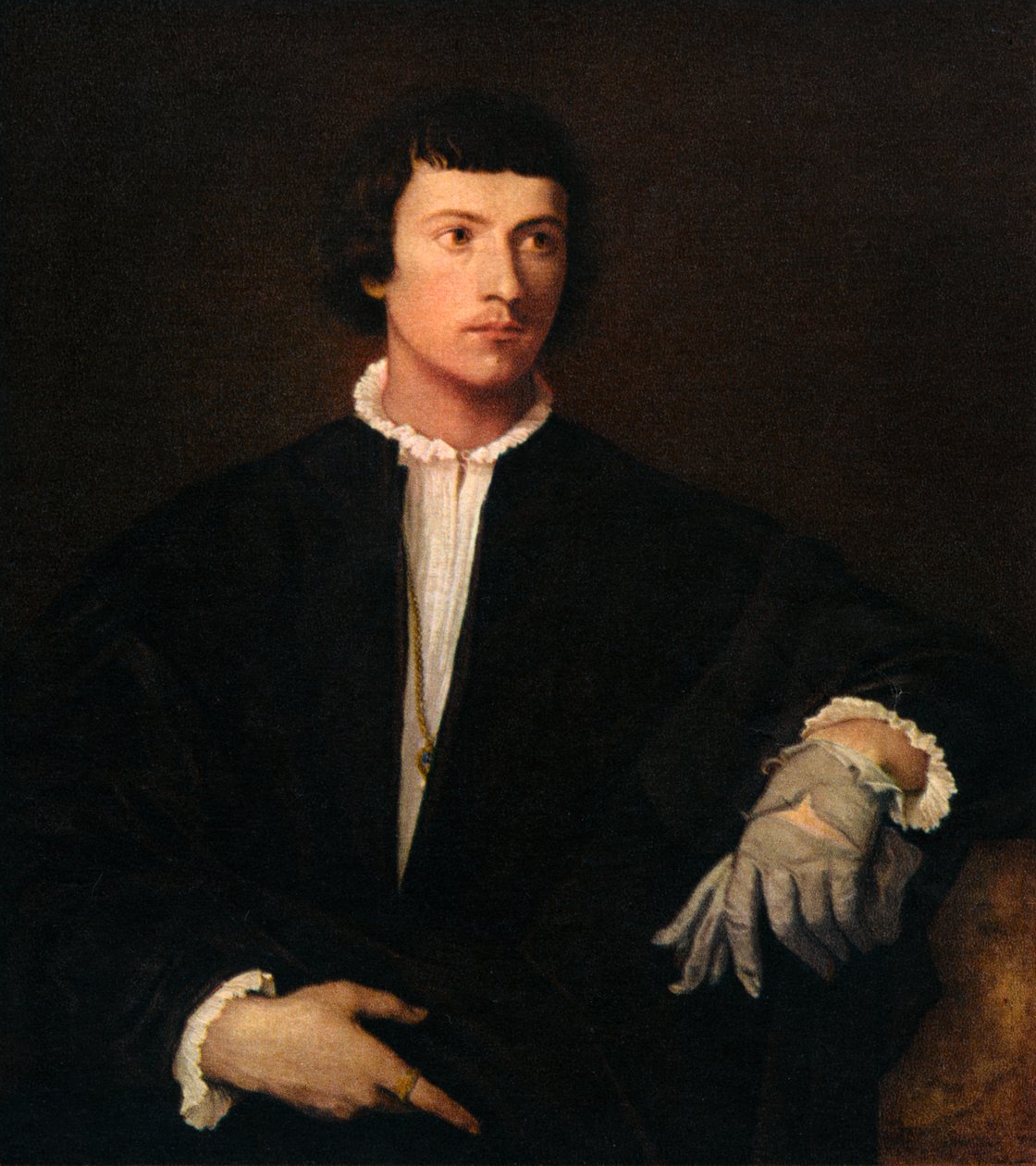 戴手套的男人，c1520，1937年 作者 蒂齐亚诺·韦切利（Tiziano Vecelli）
