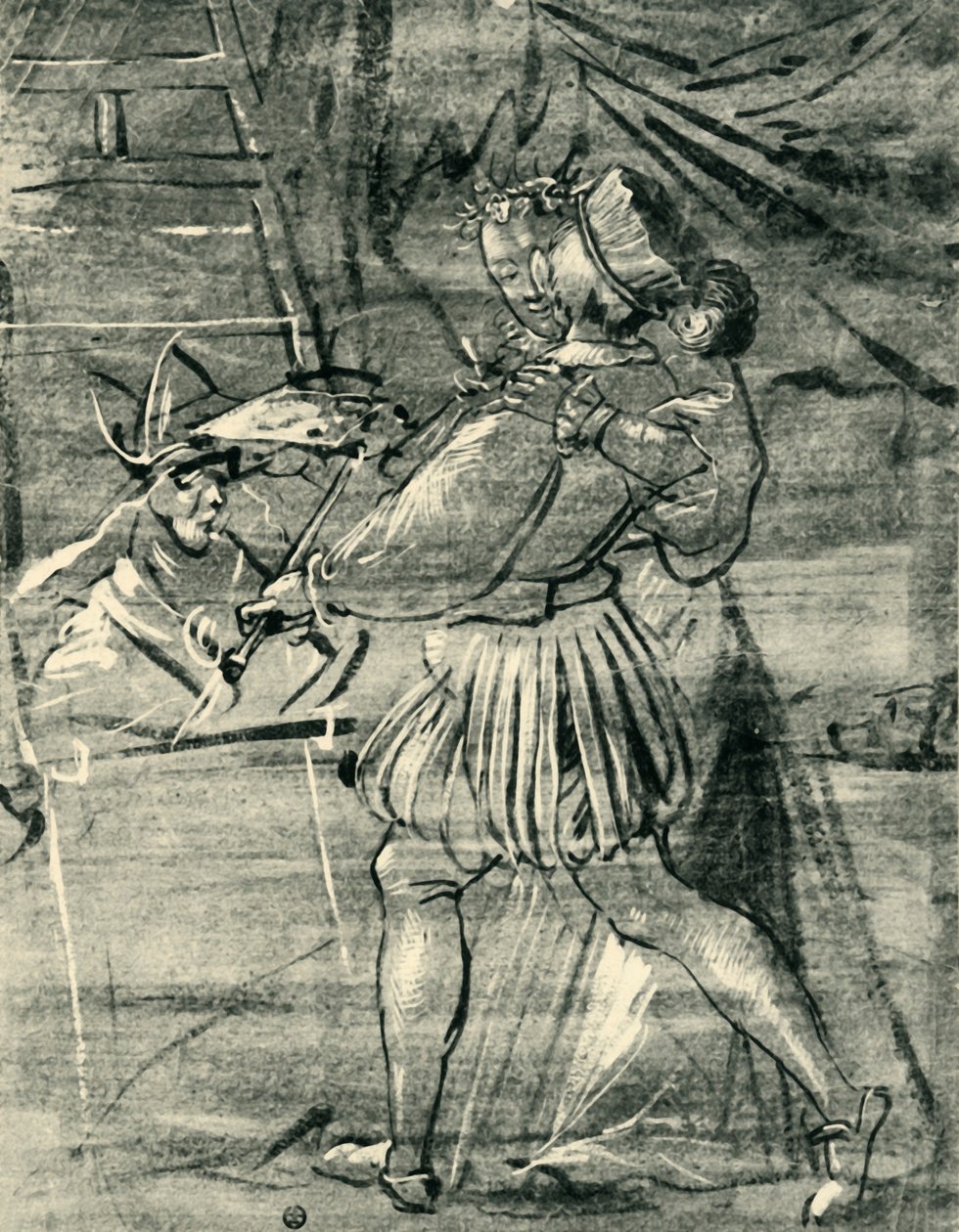1580年，一位年轻女子在画架前的画家，1943年。 作者 托比亚斯调谐器