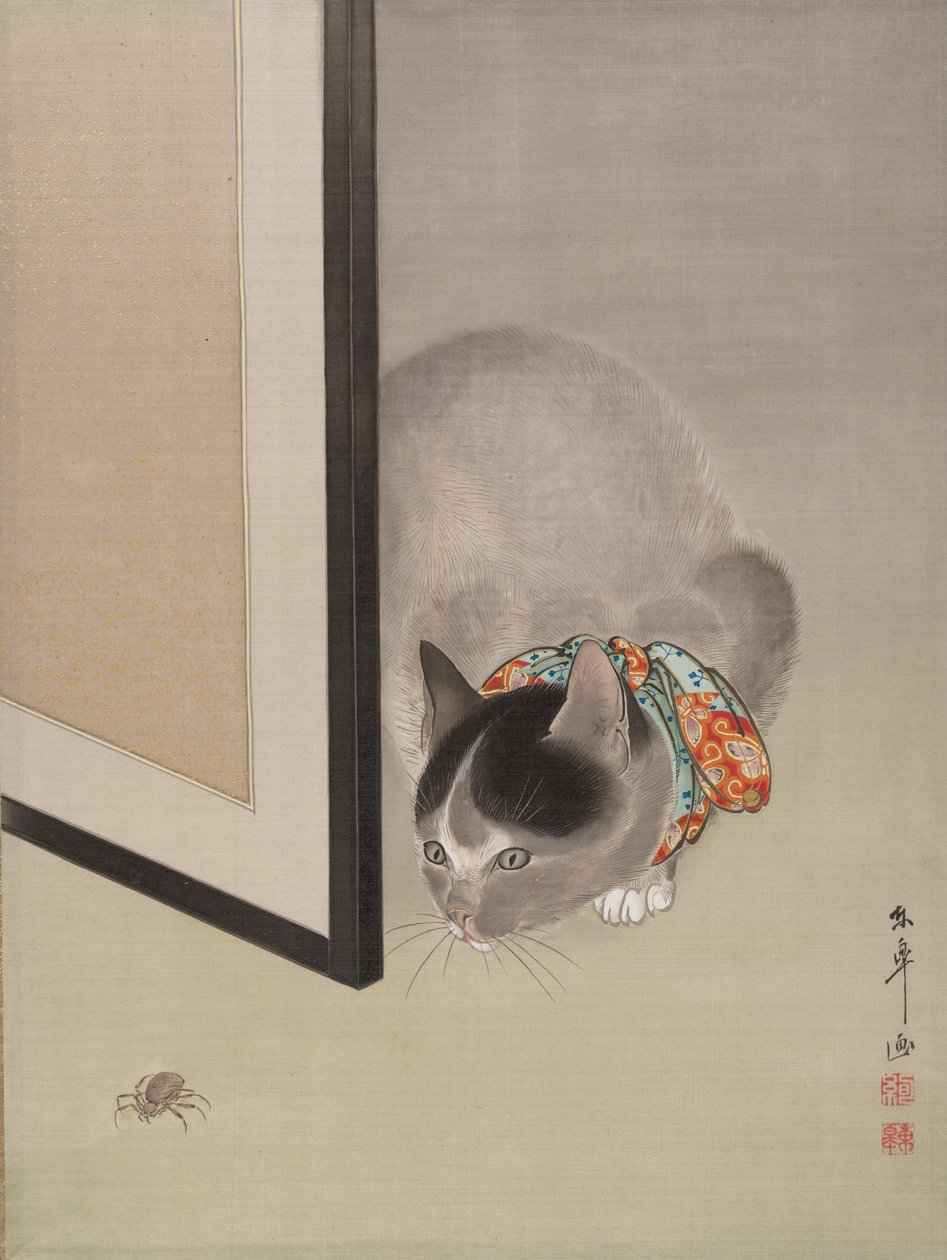 看着蜘蛛的猫，约。 1888-92。 作者 大ide