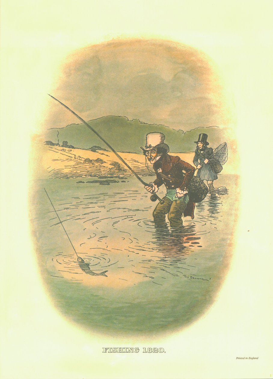钓鱼，1820，c1910。 作者 汤姆·布朗