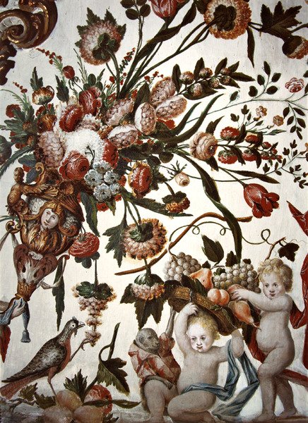 用鲜花，putti和鸟活跃的装饰（另见387308） 作者 托马斯·费雷尔（Tomas Ferrer）