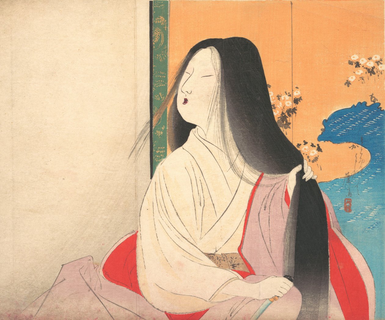 Kesa女士来自kuchie的小说封面，约1906年。 作者 富冈铁