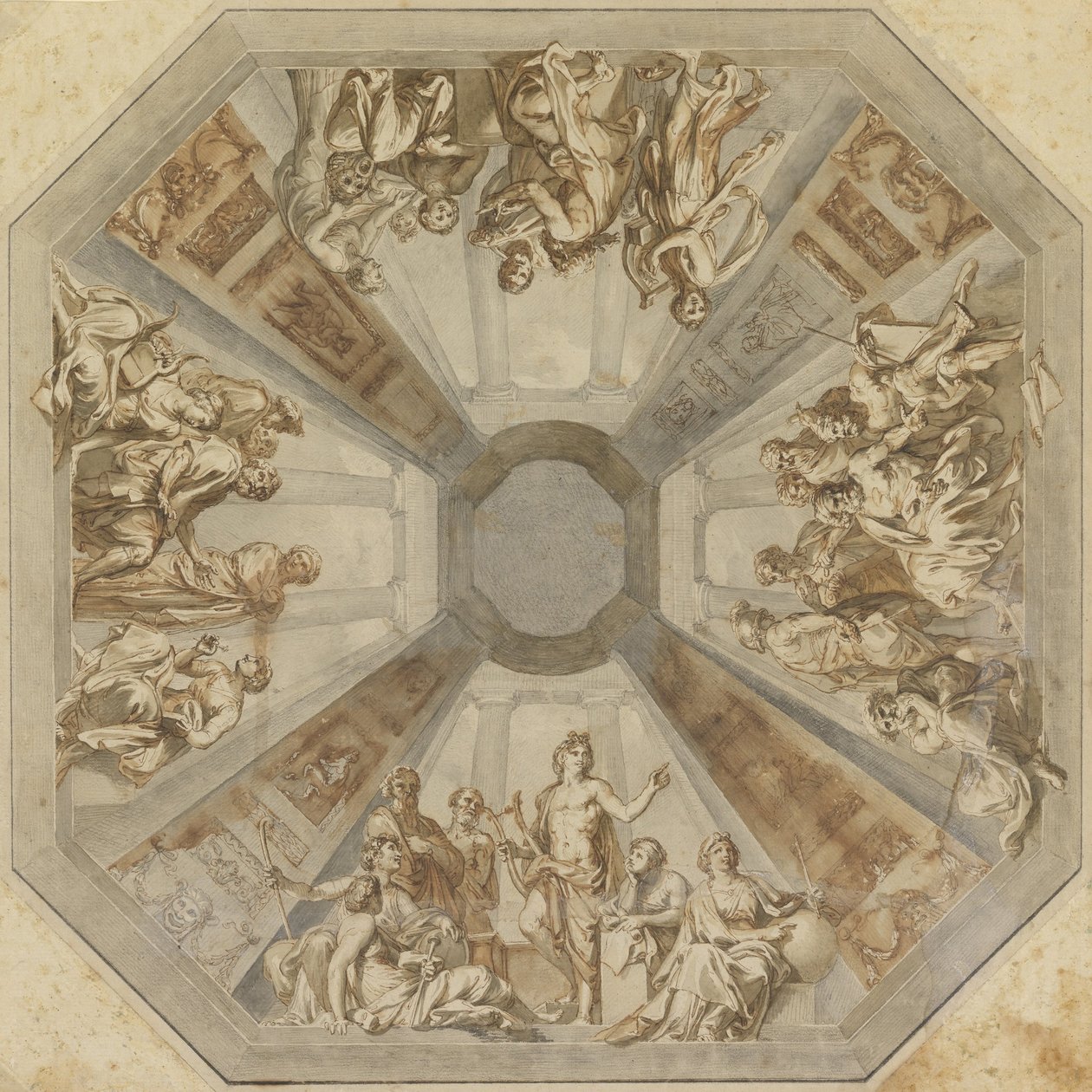研究阿波罗对Sala delle Muse，Museo Pio-Clementino，Vati的天花板的胜利... 作者 汤玛索·玛丽亚·康卡