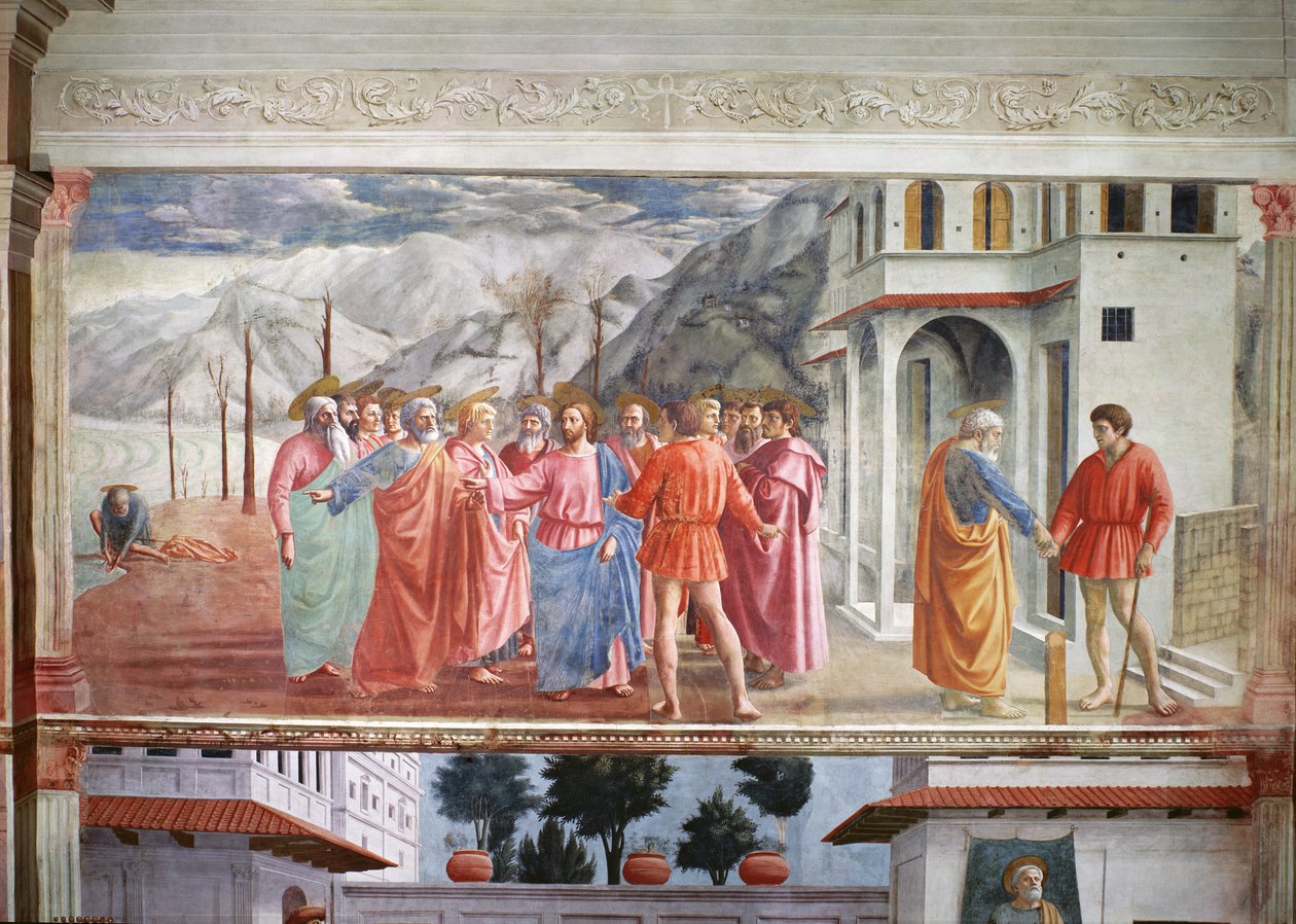 The Tribute Money，来自Brancacci Chapel，c.1426 作者 托马索·马萨乔