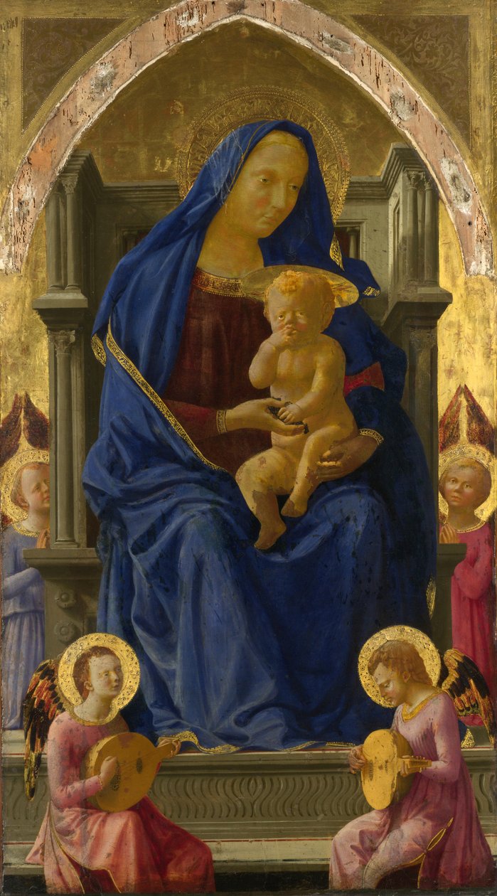 圣母子（Pisa Polyptych），1426年（杨树上的蛋彩画） 作者 托马索·马萨乔