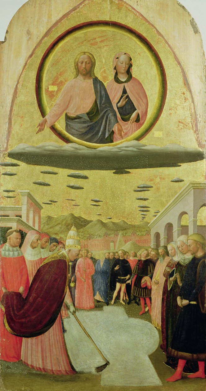 教皇利贝里乌斯（r.352-66）建立圣玛丽亚德拉内维教堂 作者 Tommaso Masolino da Panicale