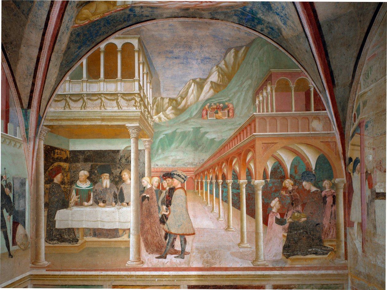 施洗者圣约翰的生活周期。马索里诺-达-帕尼卡勒（Tommaso di Cristoforo Fini）（1383-1440年左右）的壁画 "希罗德的宴会" 1435年瓦雷泽卡斯蒂里奥内-奥洛纳的《施洗者》。 作者 Tommaso Masolino da Panicale