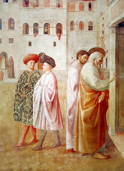 圣彼得的细节，从塔比莎的升起，c.1427（细节57195） 作者 Tommaso Masolino da Panicale