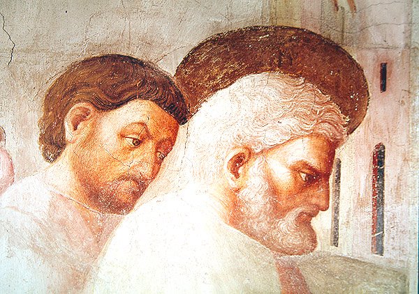 圣彼得头的细节，从升起Tabitha，c.1427 作者 Tommaso Masolino da Panicale