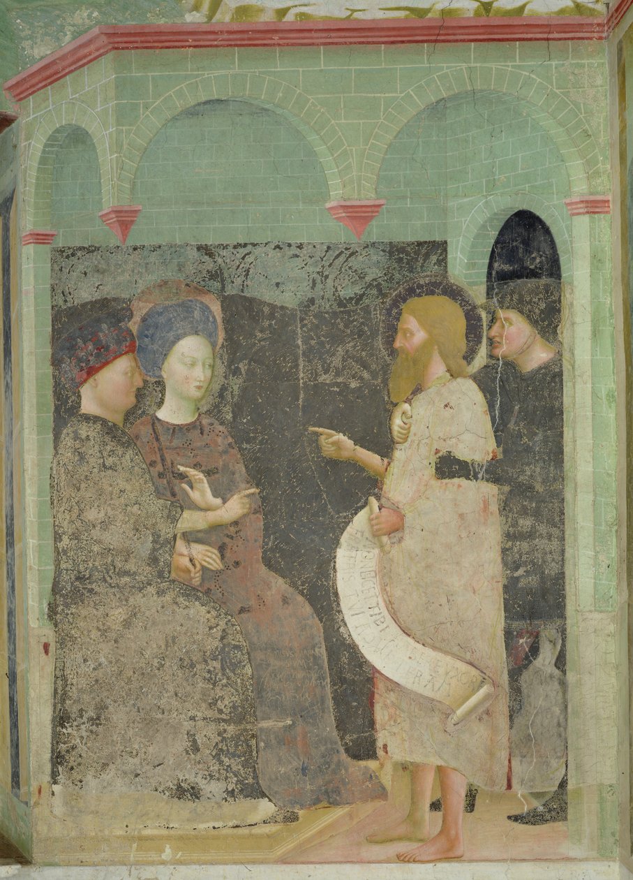 1435年施洗约翰谴责希律和希罗底的通奸行为 作者 Tommaso Masolino da Panicale