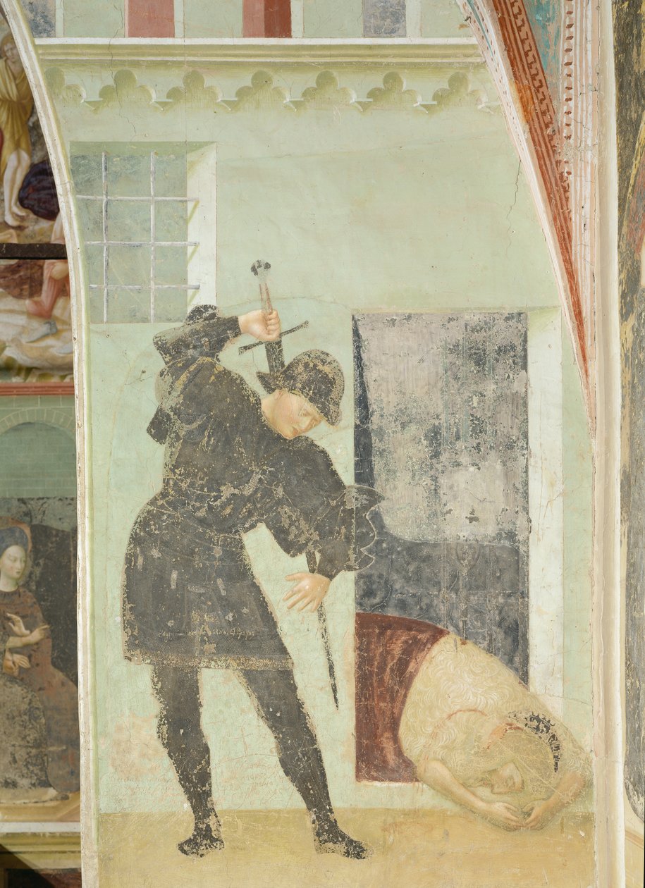 施洗约翰的生命周期：即将斩首施洗约翰的士兵 作者 Tommaso Masolino da Panicale