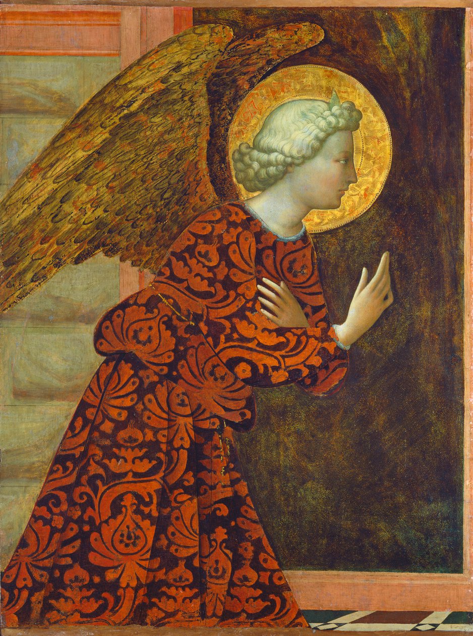 大天使加百列c。 1430（面板上的蛋彩画） 作者 Tommaso Masolino da Panicale