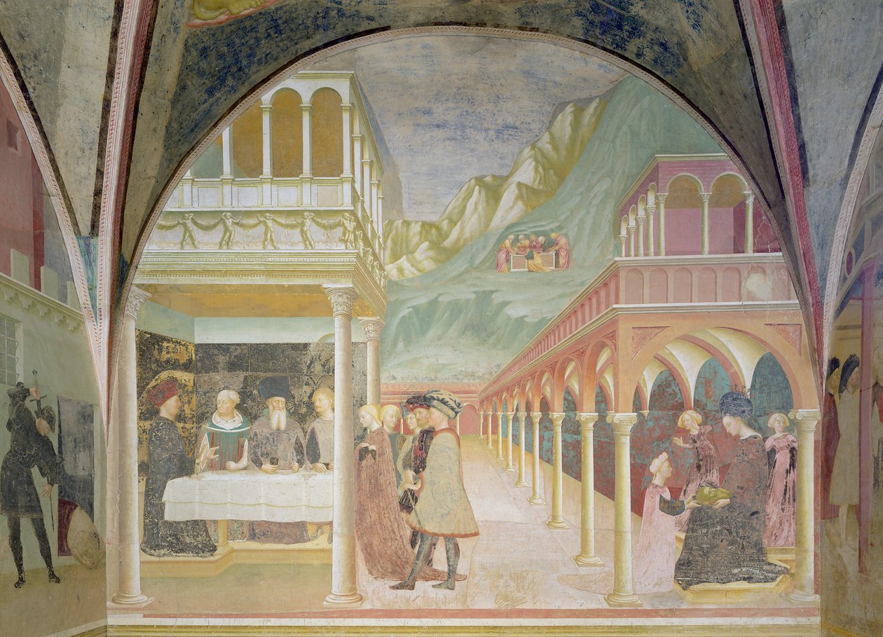 希律王的宴会，来自施洗者圣约翰的生命周期 作者 Tommaso Masolino da Panicale