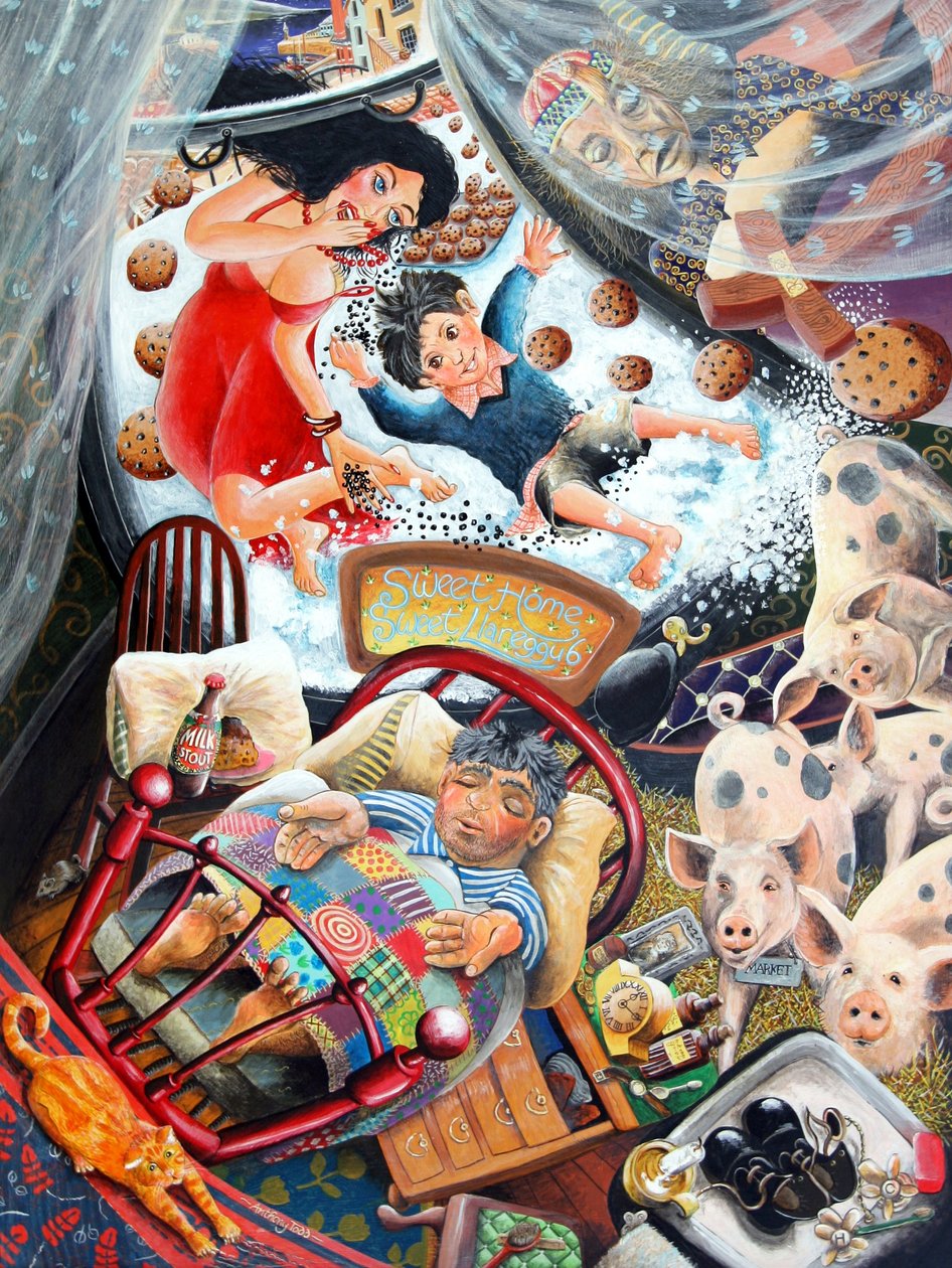 Evans the Death和Waldo先生梦想着自己的梦想，2005年（面板上的丙烯酸） 作者 托尼·托德