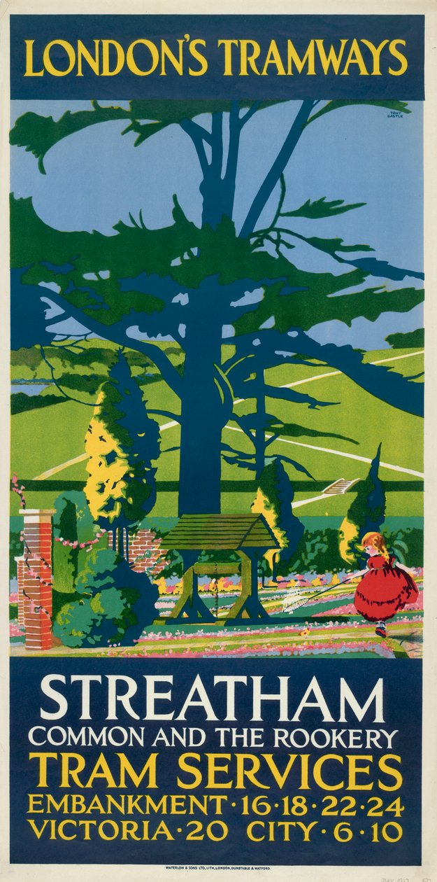 Streatham Common and the Rookery"，伦敦郡议会LCC电车公司的海报，1927年 作者 托尼城堡