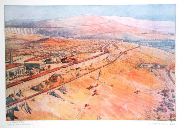 俯瞰山谷的露台，由“La Cite Industrielle”的 Tony Garnier（1869-1948）设计 作者 托尼·卡尼尔