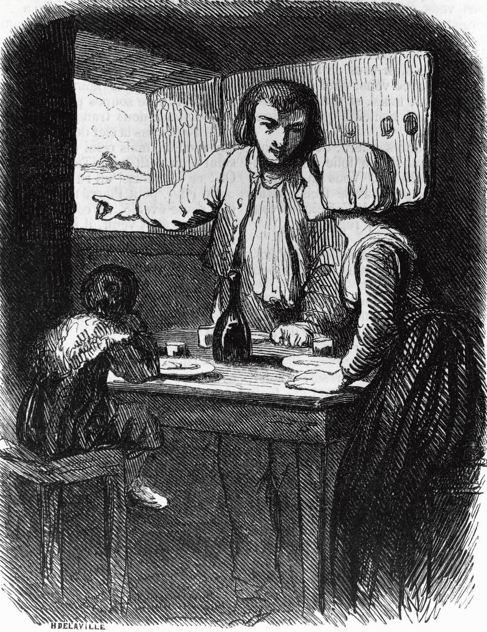 乔治-桑（1804-1876 年）的小说《La Mare au Diable》的插图，亨利-德拉维尔（活跃于 19 世纪中叶）根据托尼-约翰诺（1803-1852 年）的绘画绘制的版画 作者 托尼·约翰诺特