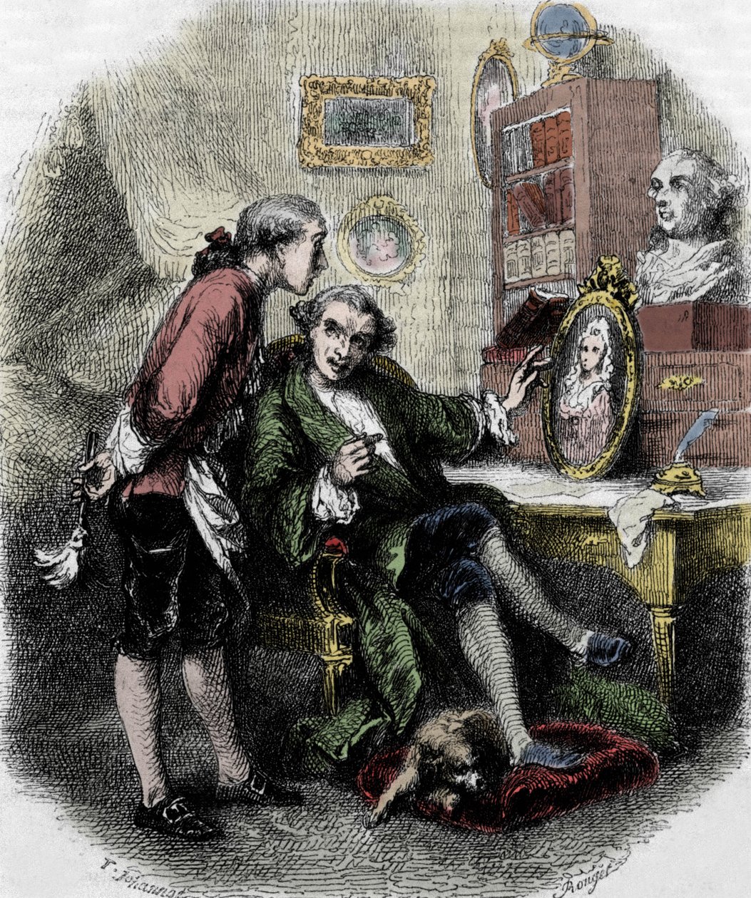 Illustration of “” Journey around my room”” (1794) by Xavier de Maistre. Illustration by Tony Johannot 作者 托尼·约翰诺特