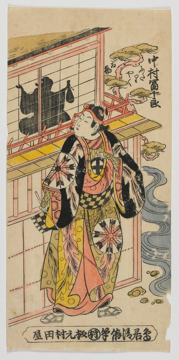 演员Nakamura Tomijuro我扮演双重角色，江户时代，1742年（彩色木版画） 作者 鸟居清二