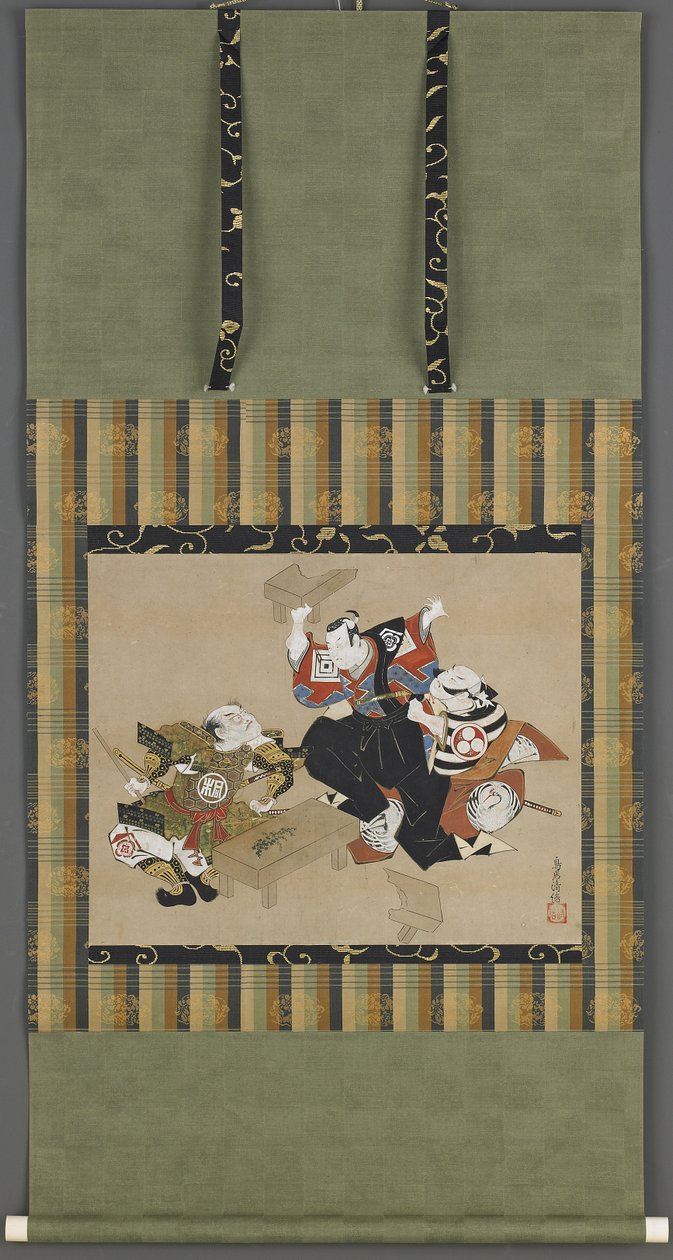 江户时代的场景，江户时代（纸上的墨水，颜色和金色） 作者 鸟居清信一世鸟居清信一世