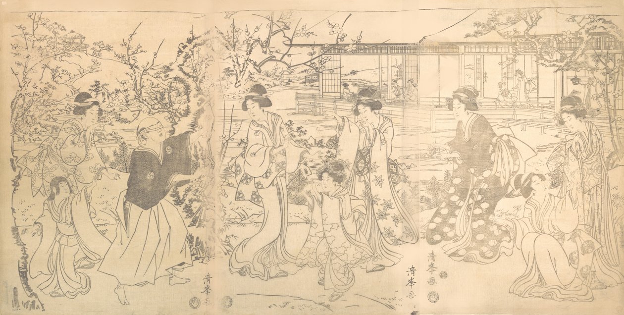 47个忠诚的零售商的Chushingura旺季的场景，约1820年。 作者 鸟居清峰