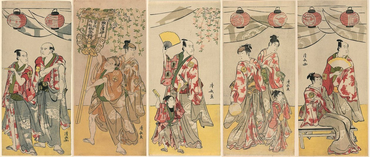 十一位演员庆祝曾我兄弟神社的节日 作者 永永鸟居