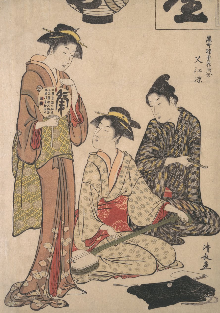 在中洲享受晚间的清凉，约1782-83年。 作者 永永鸟居