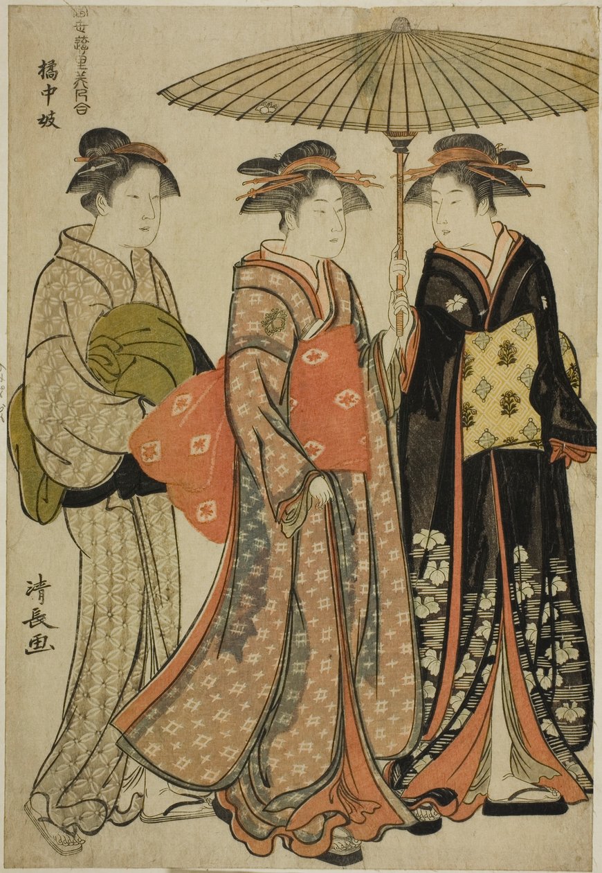 立花的艺人（Kitchugi），选自 "当代妓院美女集（Tosei yuri bijin awase）"系列 作者 永永鸟居