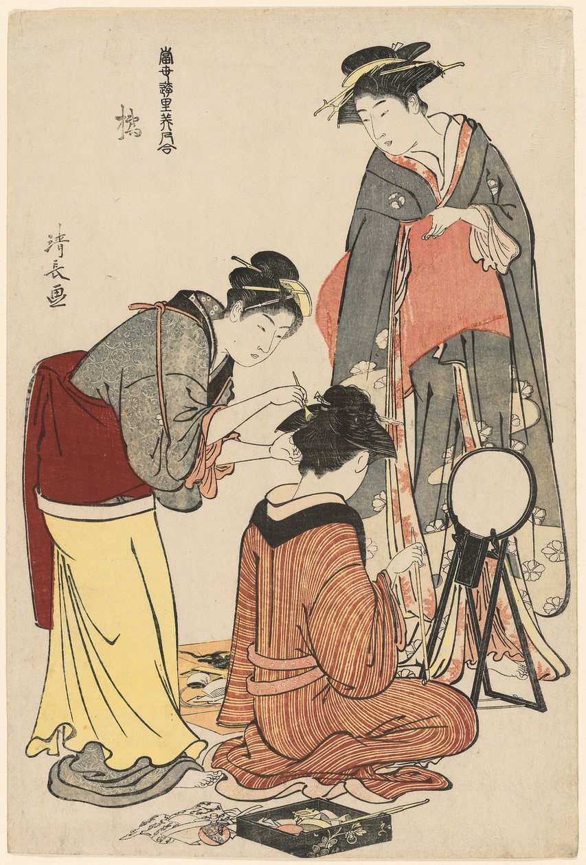 立花的艺人，选自 "当代妓院美女集（Tosei yuri bijin awase）"系列 作者 永永鸟居