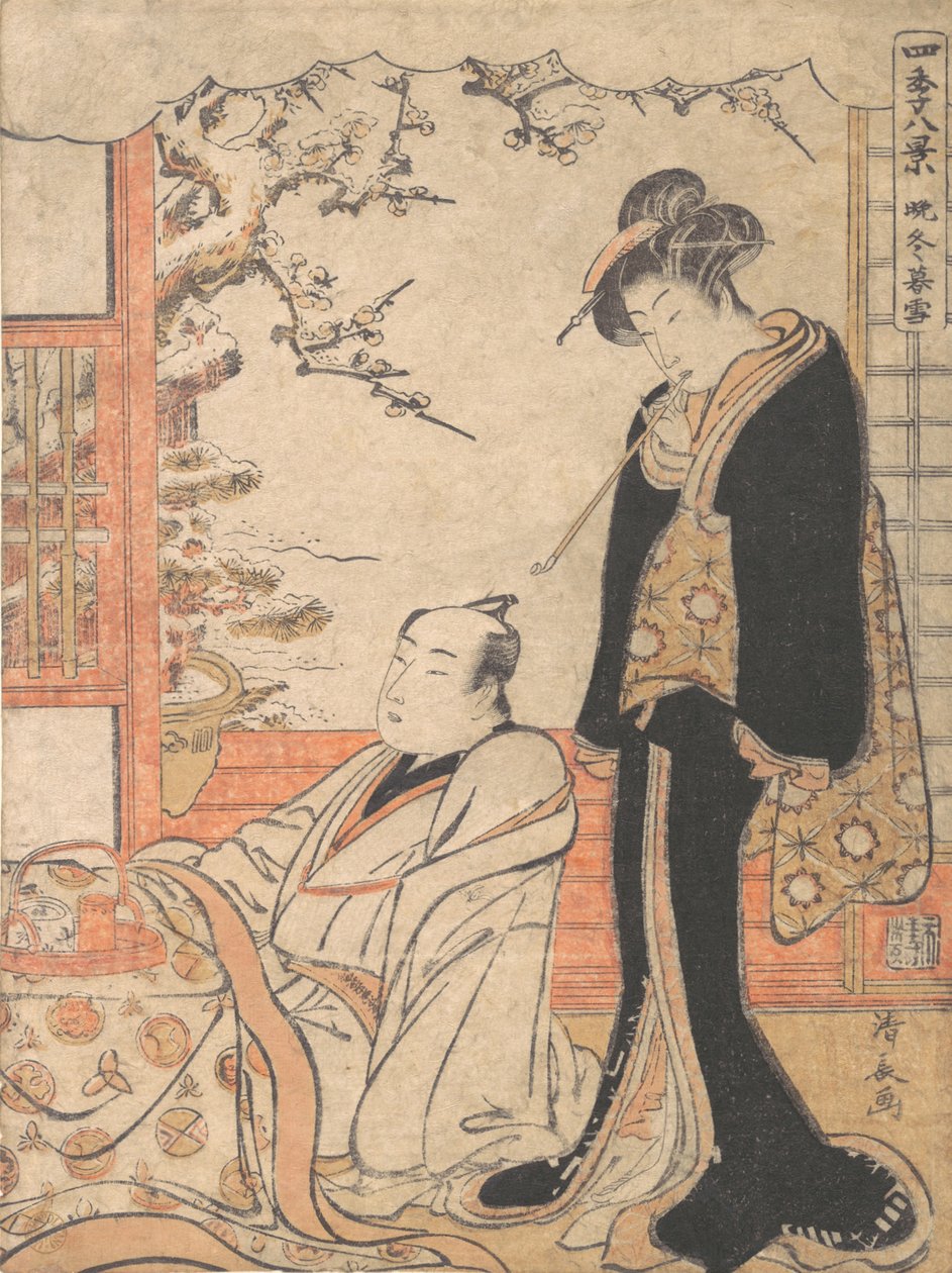 班图的晚雪，约1779年。 作者 永永鸟居