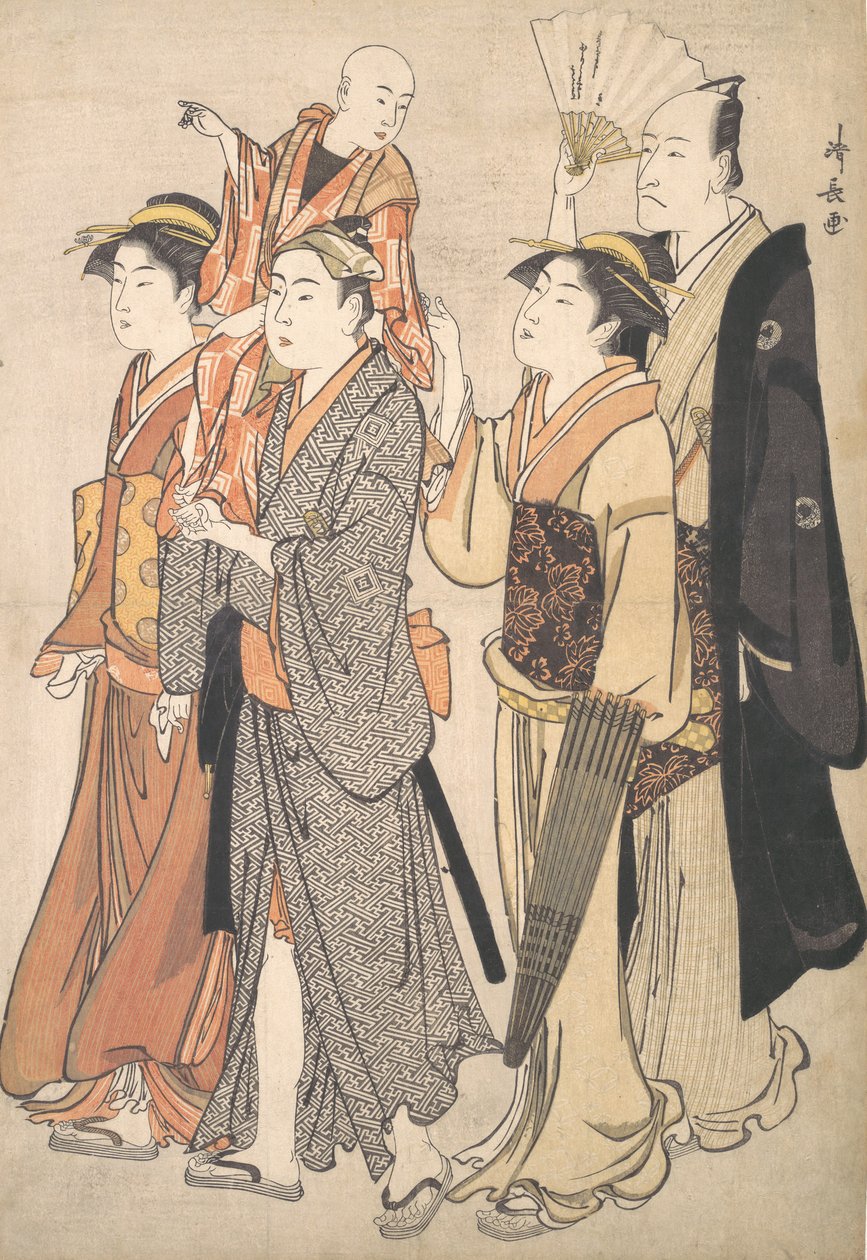 Ichikawa Danjuro V和他的家人，1782年。 作者 永永鸟居