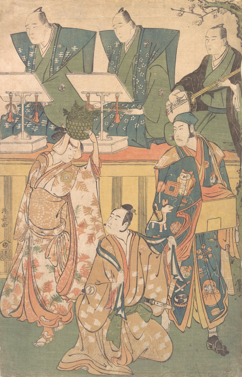 戏剧的场景，约1788年。 作者 永永鸟居