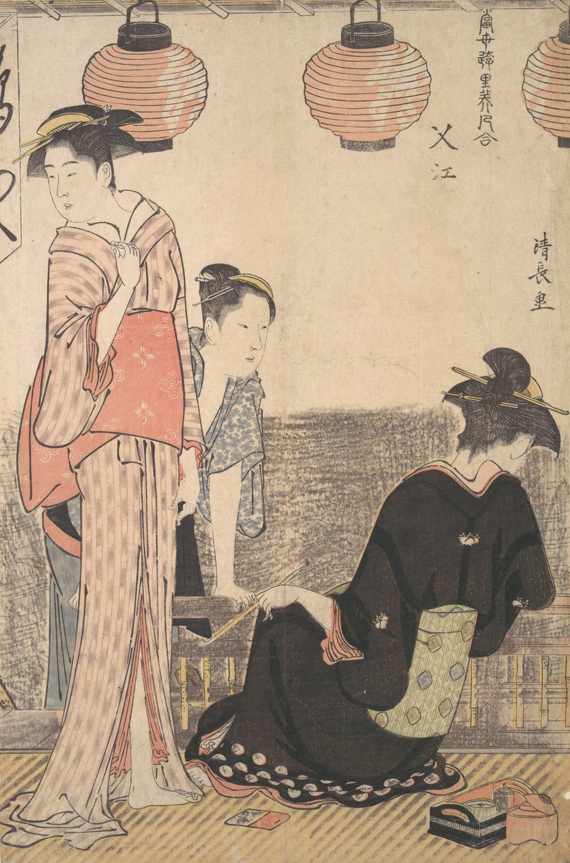 江户地区中洲的场景，1783年。 作者 永永鸟居