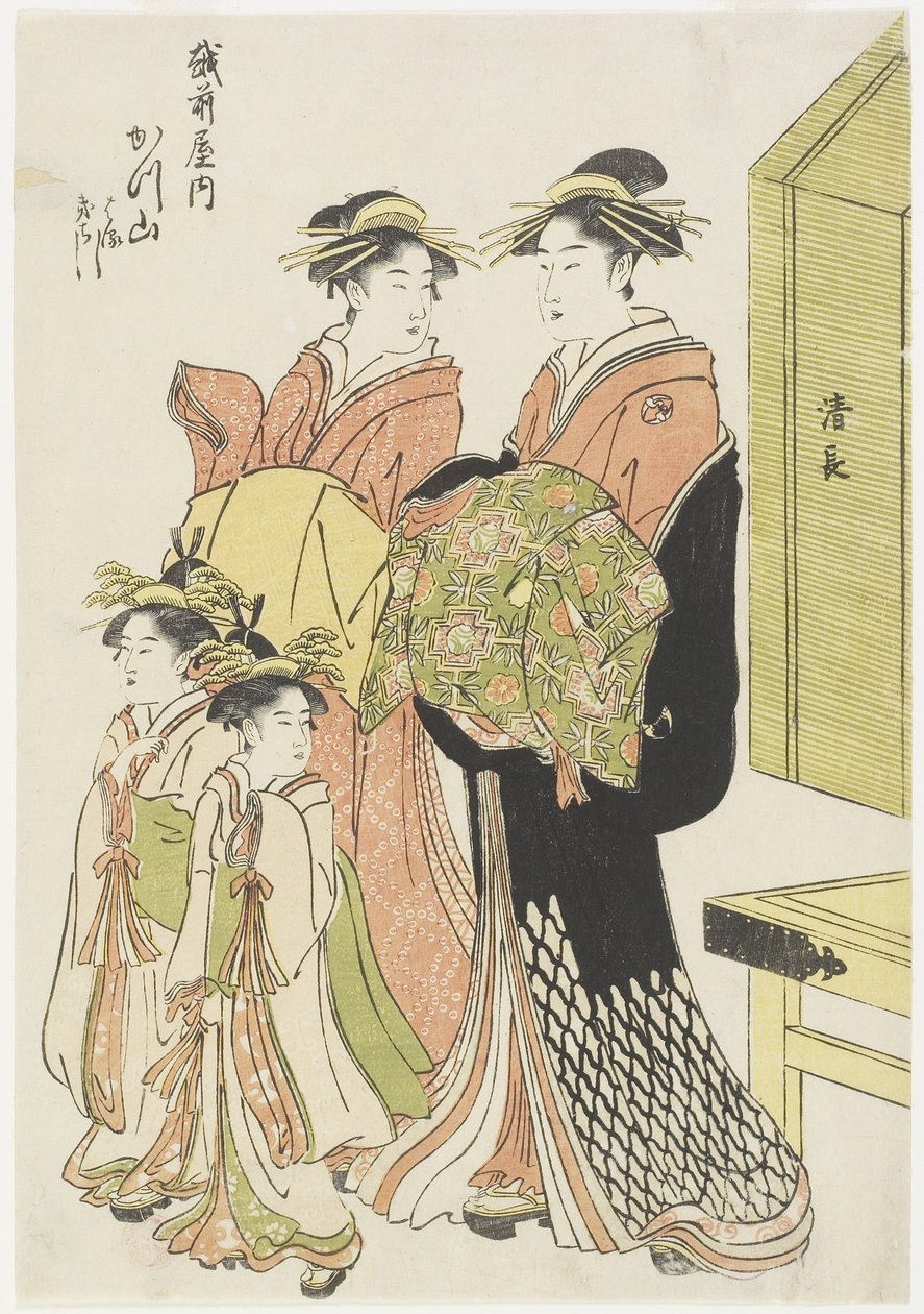 Echizenya House的Courtesan Katsuyama，18世纪末至19世纪初 作者 永永鸟居