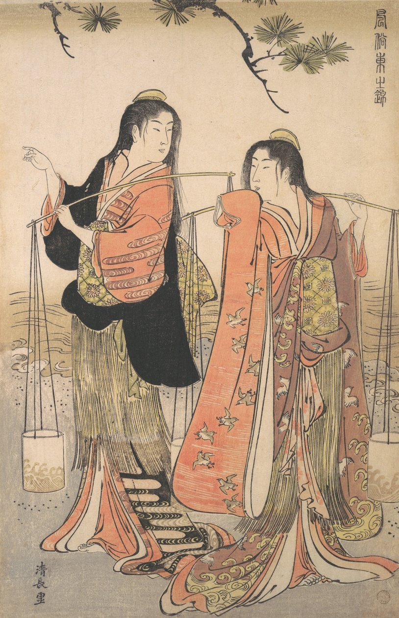 海滩少女之舞》出自《东方的锦绣》系列，约1770年。 作者 永永鸟居