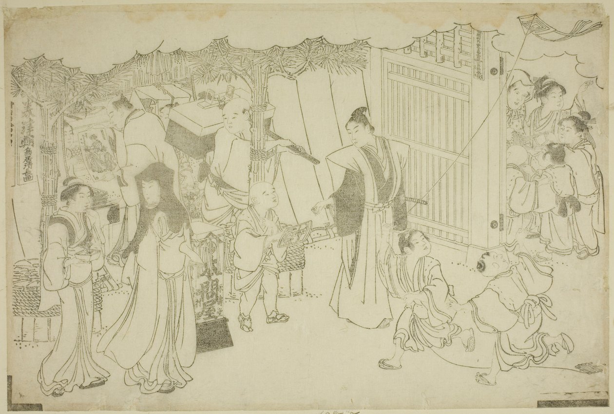 商务的第一天（Akinai hajime），选自绘本《三重黎明的色彩（Saishiki mitsu no asa）》。 作者 永永鸟居