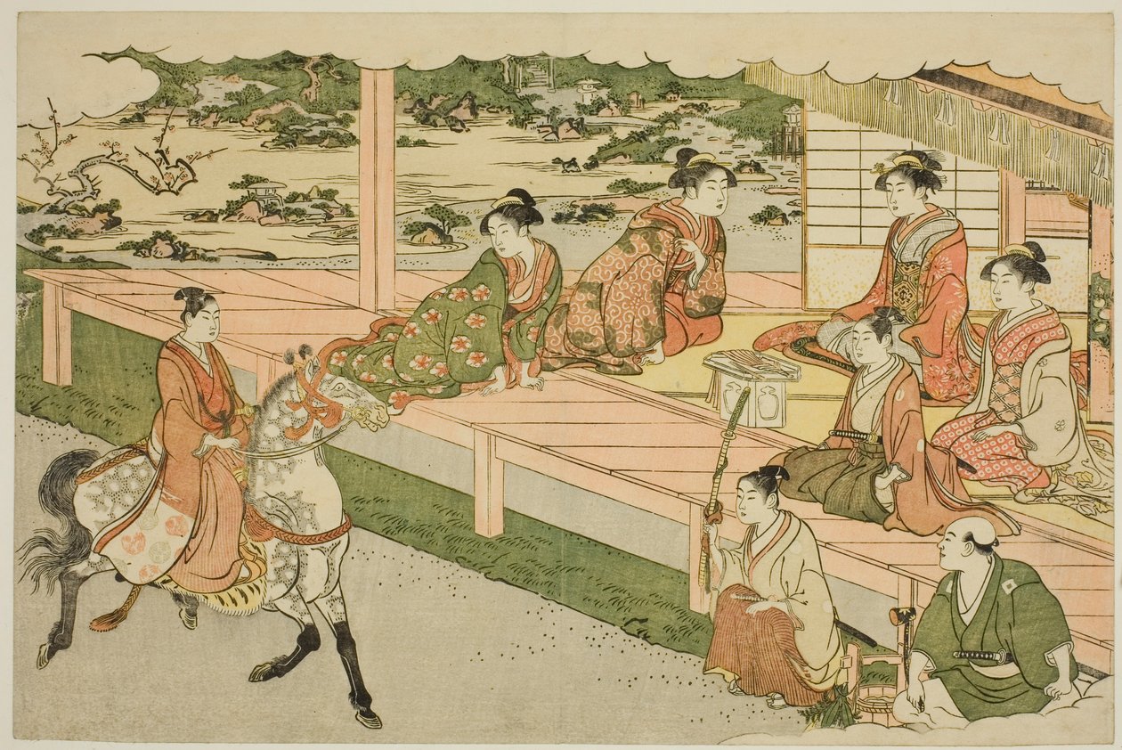 新年的第一次骑马（Uma norizome），选自绘本 "三重黎明的色彩（Saishiki mitsu no asa）"。 作者 永永鸟居