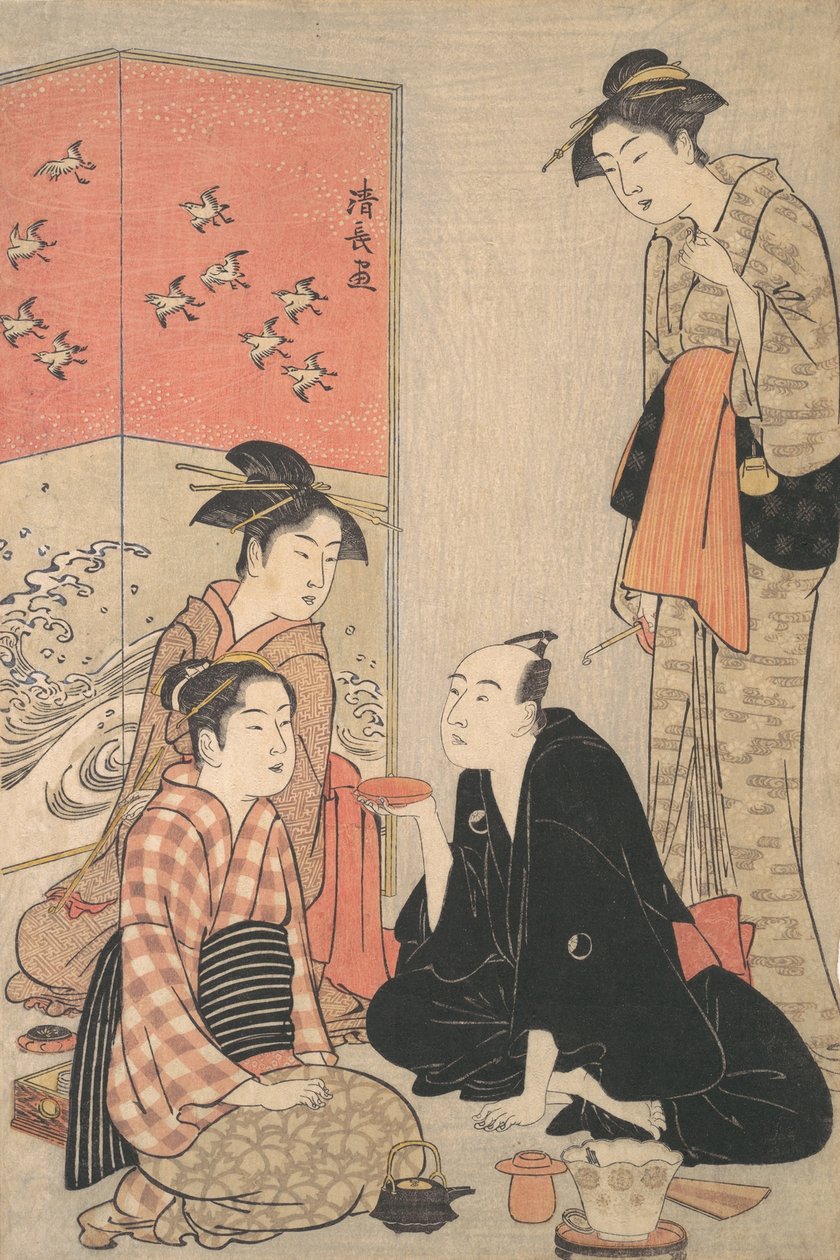 歌舞伎演员泽村宗九郎三世和宫女，约1783-84年。 作者 永永鸟居