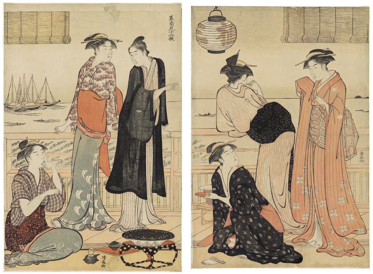 南十二月》系列之《六月，在茶馆里享受晚凉 作者 永永鸟居