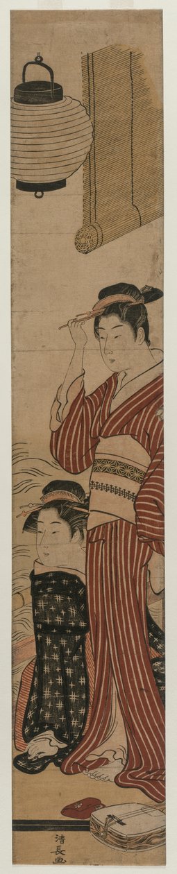 阳台上的两个艺妓，1782年。 作者 永永鸟居