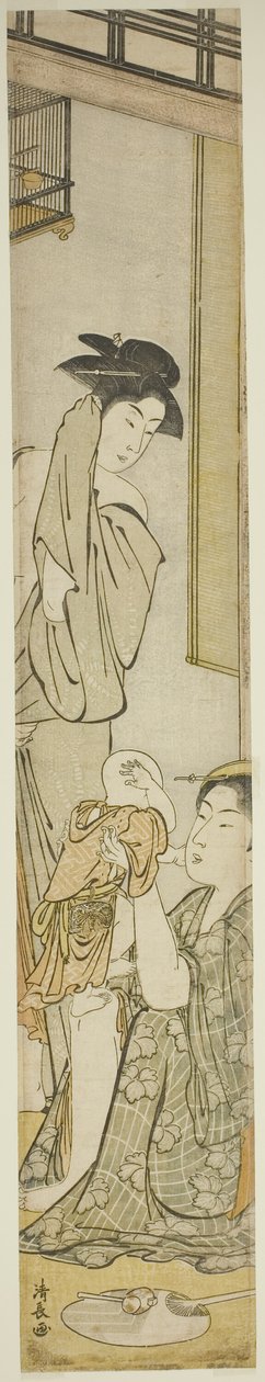 浴后的两个女人和一个孩子 作者 永永鸟居