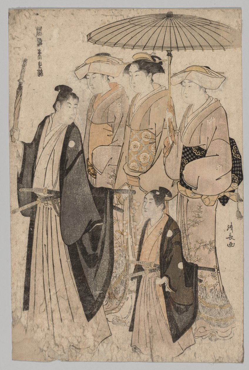 吉原的女人和随从（选自 "时尚的东方织锦 "系列） 作者 永永鸟居