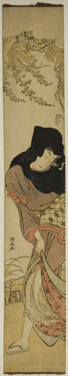 风吹紫藤下的女子 作者 永永鸟居