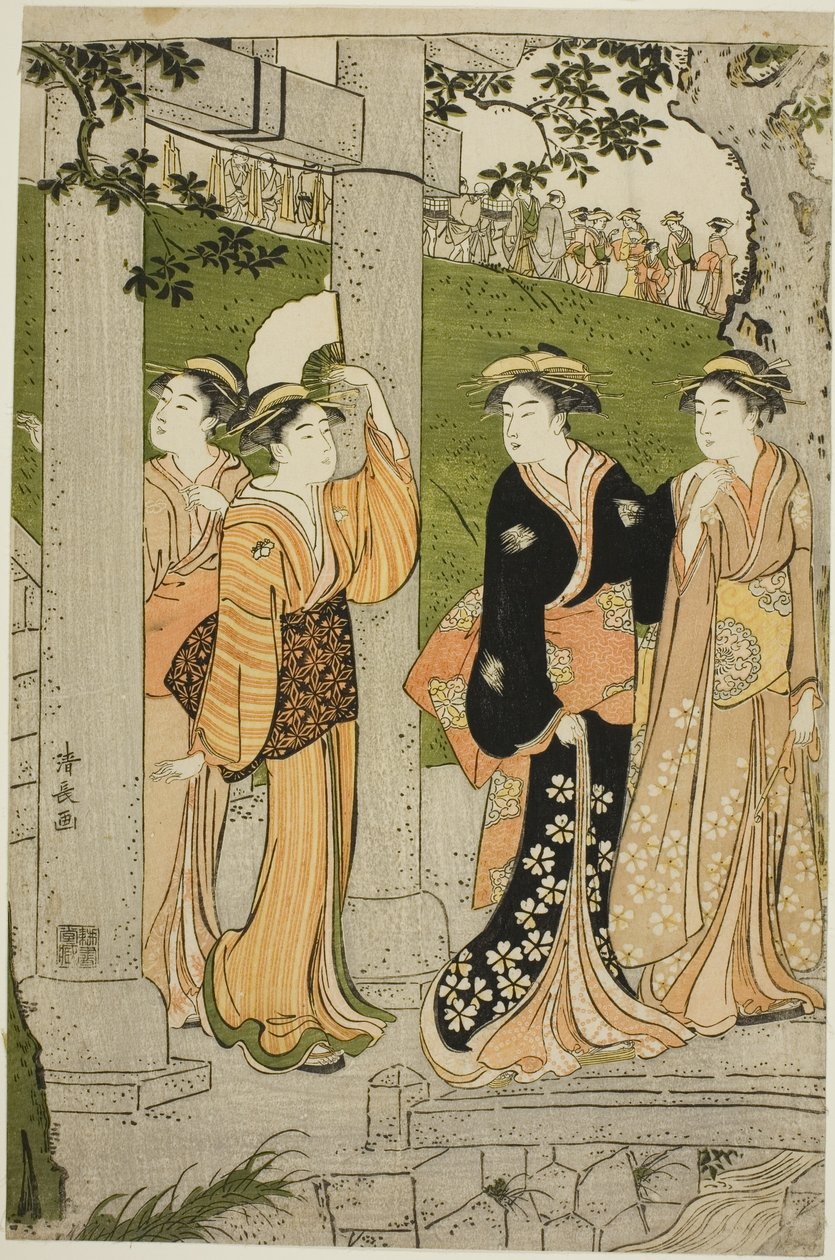 参拜明栗神社的妇女 作者 永永鸟居