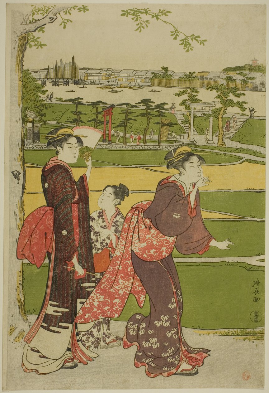 参拜明栗神社的妇女 作者 永永鸟居