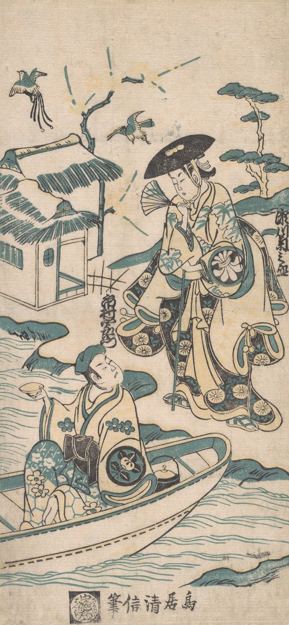 戏剧场景，可能是武则天的作品，约1744年。 作者 鸟居清信一世