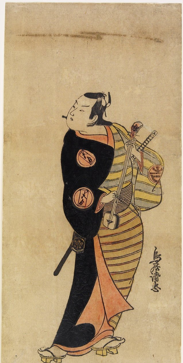 演员Ichimura Takenoj？ IV作为页面Kichisabur？，1718（手工彩色木版画） 作者 鸟居清忠