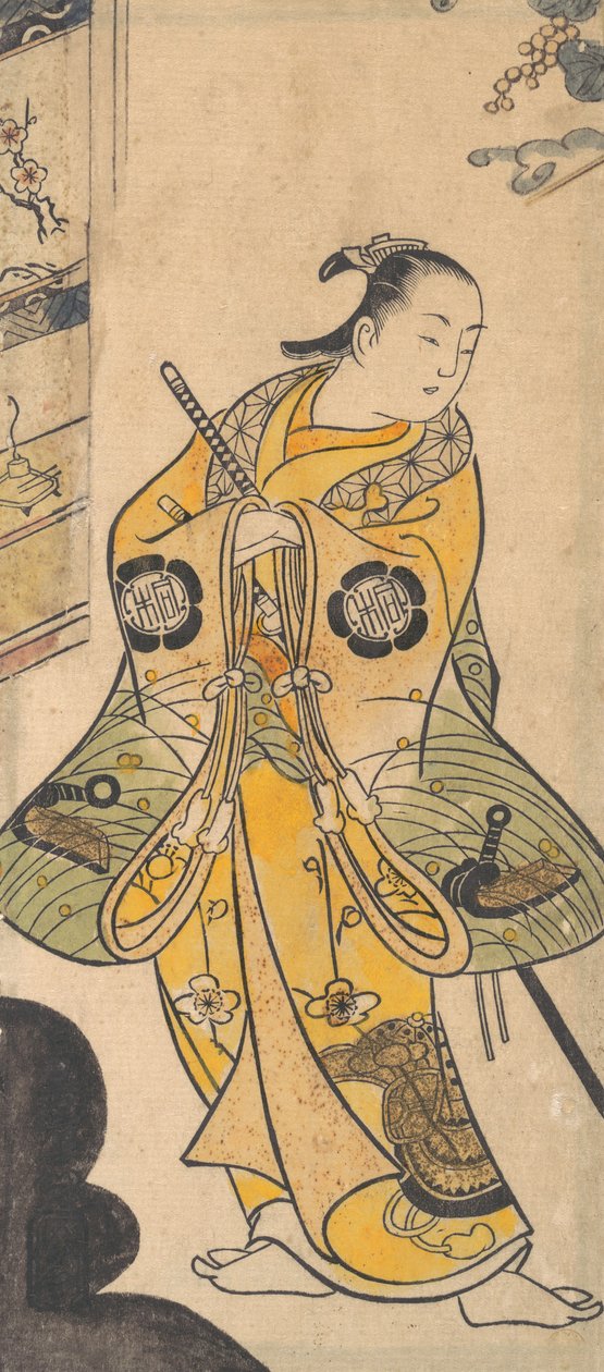 扮演武士青年的演员，约1735年。 作者 鸟居清忠