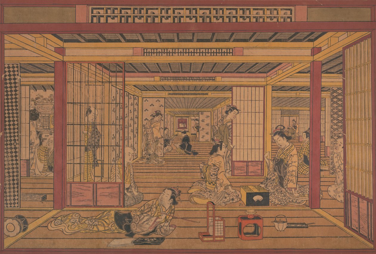 吉屋的内景，约在1740年代早期。 作者 鸟居清忠